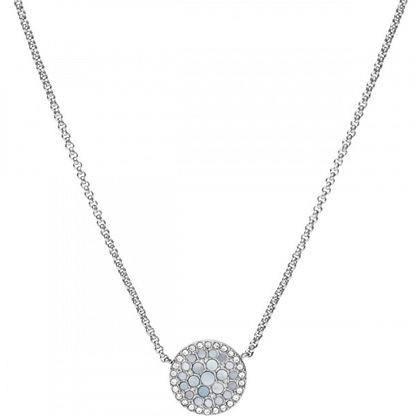 Elegantní ocelový náhrdelník s krystaly a perletí JF03224040