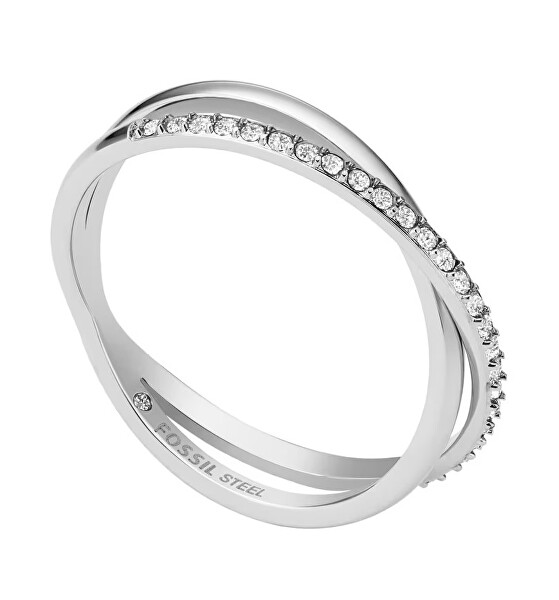 Eleganter Stahlring mit Kristallen JF04078040