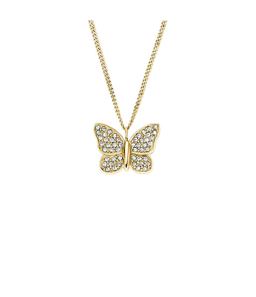 Elegantní pozlacený náhrdelník s krystaly Motýl JF04920710