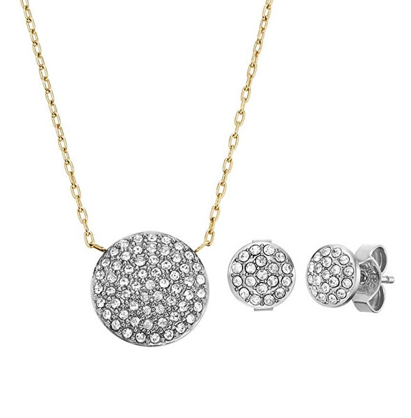 Ocelový bicolor set šperků se zirkony JF04815SET (náhrdelník, náušnice)