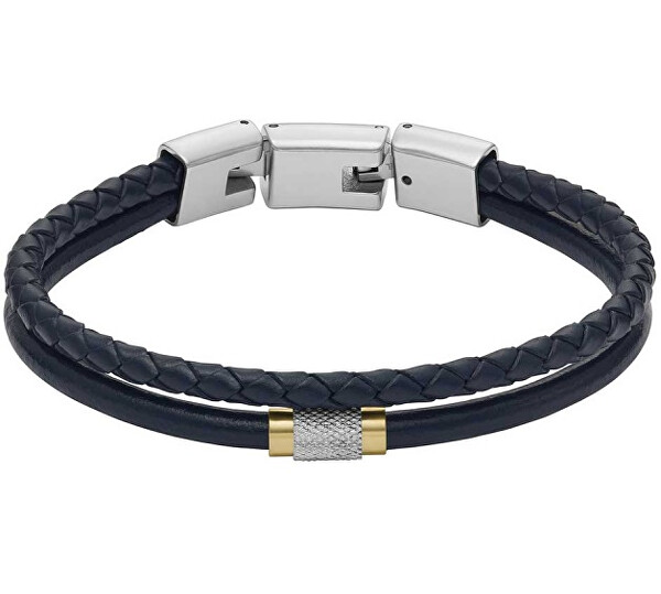 Doppio bracciale in pelle da uomo JF04703998