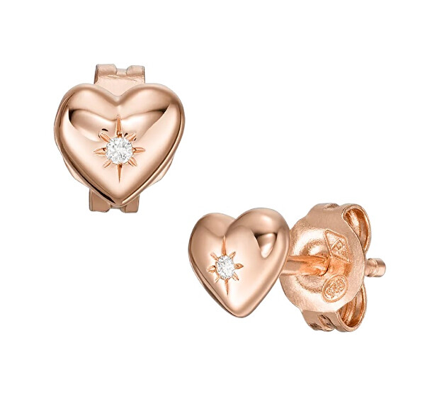 Romantici orecchini a cuore placcati in oro rosa con cristalli JFS00609791