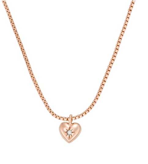 Romantica collana placcata in oro rosa con cuore con cristallo JFS00610791