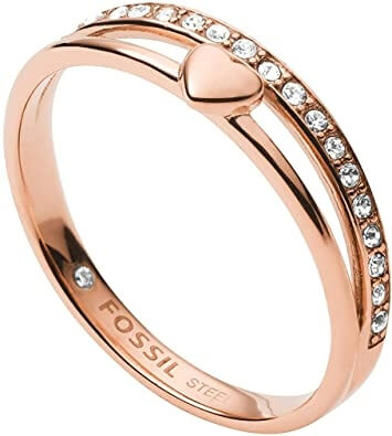 Romantico anello placcato in oro rosa con cristalli JF03460791