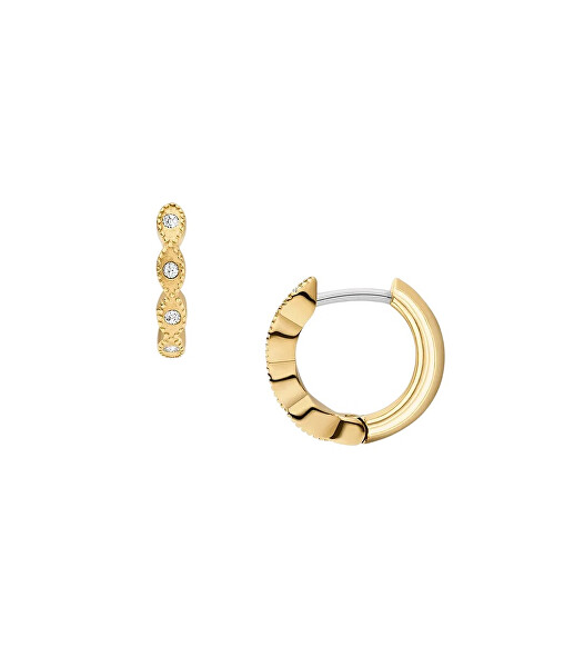 Slušivé pozlacené kruhové náušnice s krystaly Ellis JF04913710