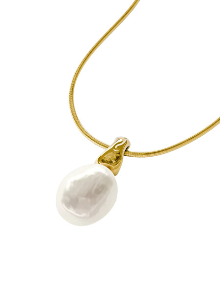 Pozlacený náhrdelník s přívěskem pravé perly Dirty Pearl SN-DIRTYPEARL-G
