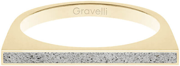Ocelový prsten s betonem One Side zlatá/šedá GJRWYGG121