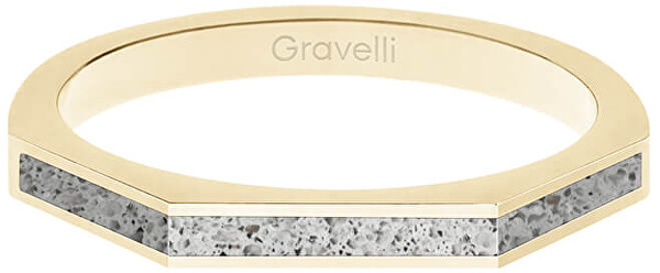 Oceľový prsteň s betónom Three Side zlatá / šedá GJRWYGG123
