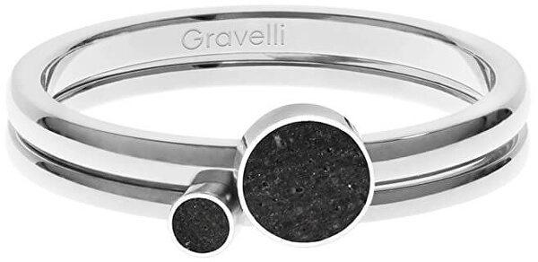 Sada ocelových prstenů s betonem ocelová/černá Double Dot GJRWSSA108