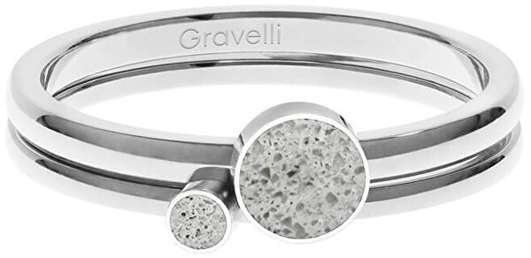 Sada ocelových prstenů s betonem Double Dot ocelová/šedá GJRWSSG108