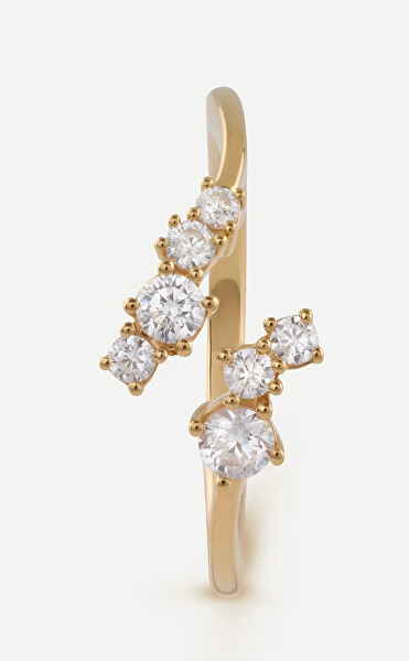 Otevřený pozlacený prsten se zirkony Jardin JSBR04473JWYG