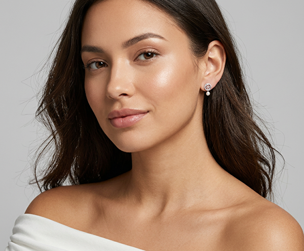 Fashion ocelové náušnice s perličkou Tiny Pearly JUBE05517JWRHT/U