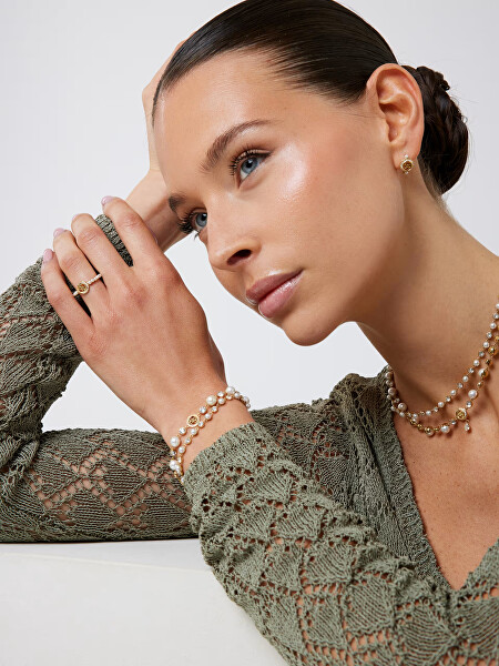 Jedinečné kruhové náušnice s perličkami Tiny Pearly JUBE05518JWRHT/U