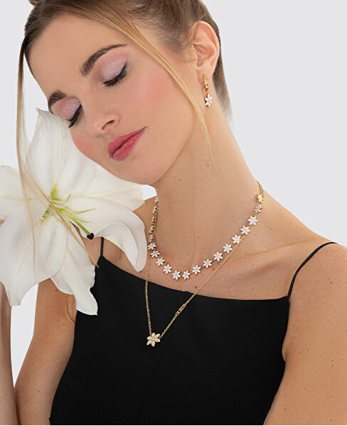 Kruhové náušnice s přívěsky White Lotus JUBE04137JWYGWHT/U