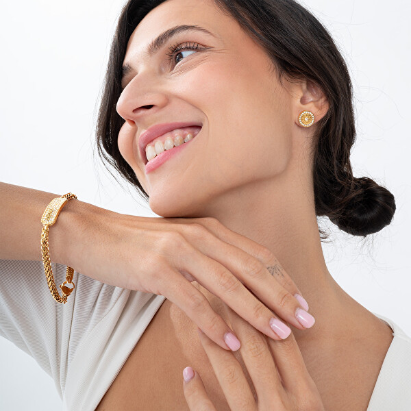 Módní pozlacené náušnice Love Guess JUBE04081JWYGT/U