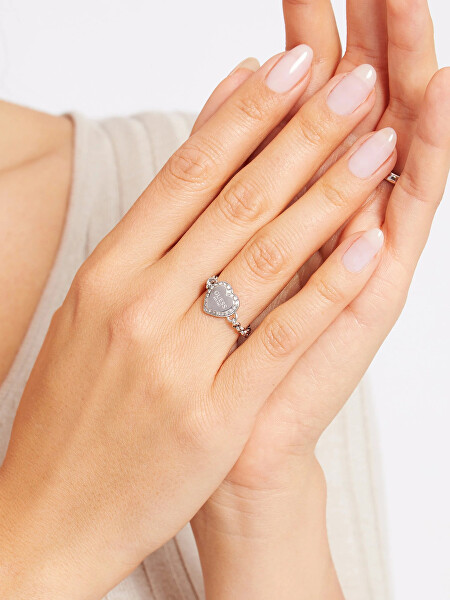 Nápaditý oceľový prsteň so srdiečkom Fine Heart JUBR01429JWRH