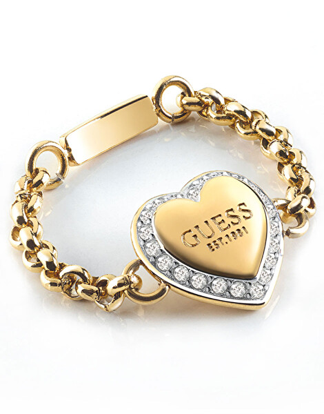 Nápaditý pozlacený prsten se srdíčkem Fine Heart JUBR01429JWYG