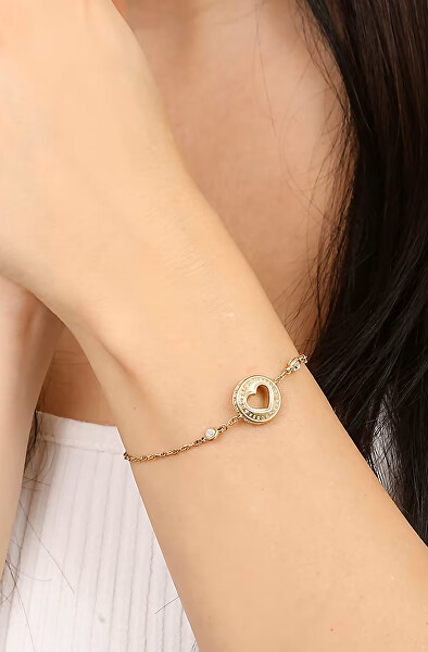 Něžný pozlacený náramek Rolling Hearts JUBB03344JWYG