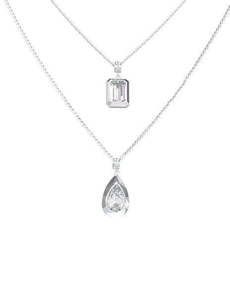 Ocelový dvojitý náhrdelník s kubickými zirkony 4G Light JUBN05242JWRHT/U