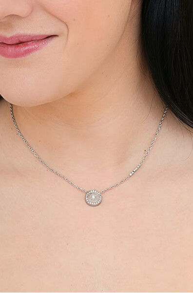 Ocelový náhrdelník se zirkony Love Guess JUBN04080JWRHT/U