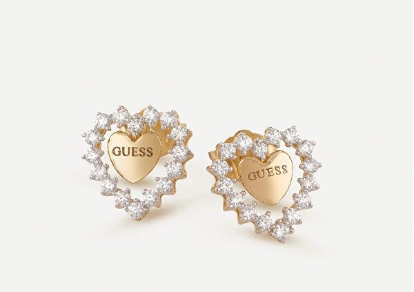Pozlacené srdíčkové náušnice s kubickými zirkony Jardin JSBE04455JWYGT/U