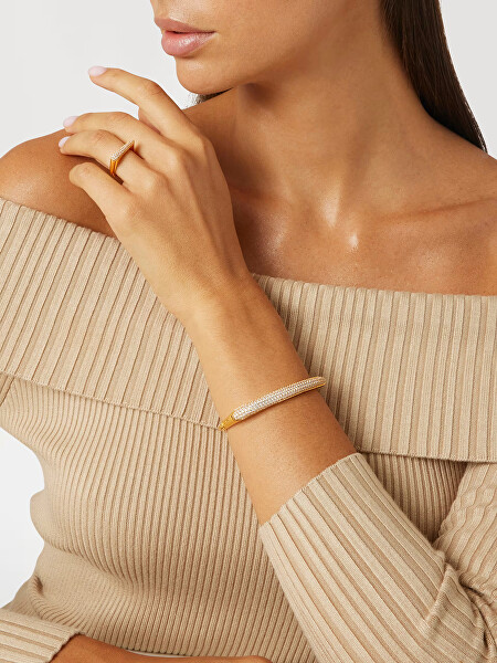 Pozlacený módní prsten s kubickými zirkony Nuances JSBR04500JWYG