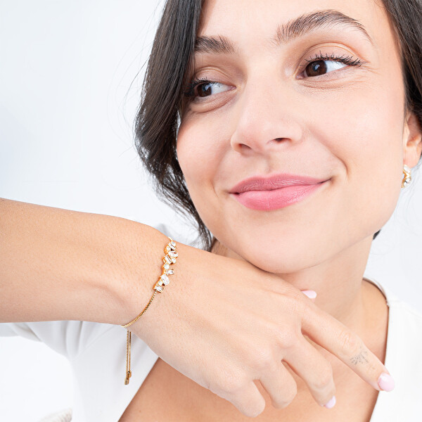 Pozlacený náramek s krystaly a zirkony Chandelier JUBB05363JWYGT/U