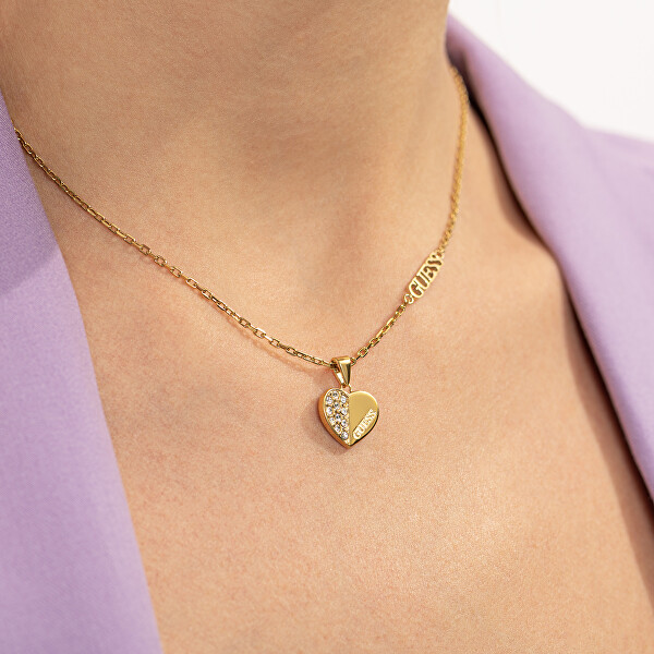 Romantický pozlacený náhrdelník Lovely Guess JUBN03035JWYGT/U