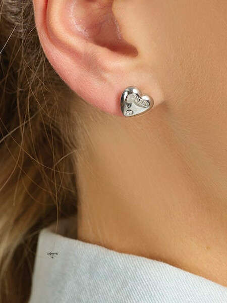 Szív alakú fülbevaló kristályokkal UBE70104