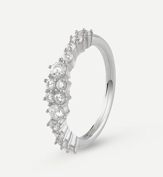 Třpytivý stříbrný prsten se zirkony Jardin JSBR04486JWRH