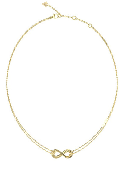 Dvojitý pozlacený náhrdelník se srdíčky Guess Amore JUBN05049JWYGT/U