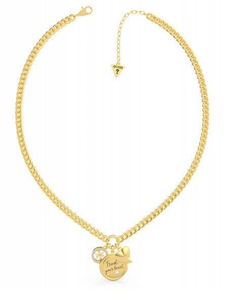 Módny pozlátený náhrdelník s tromi prívesky UBN70039