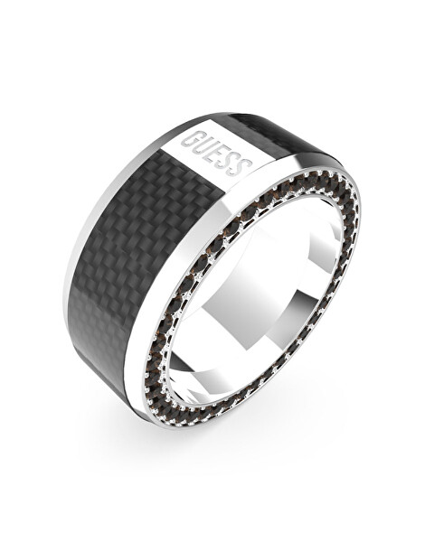 Módní prsten s černými krystaly Racer Tag JUMR04041JWSTBK