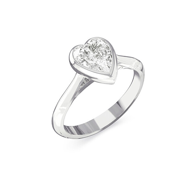 Něžný ocelový prsten Čiré srdce Crystal Love JUBR06363JWRH