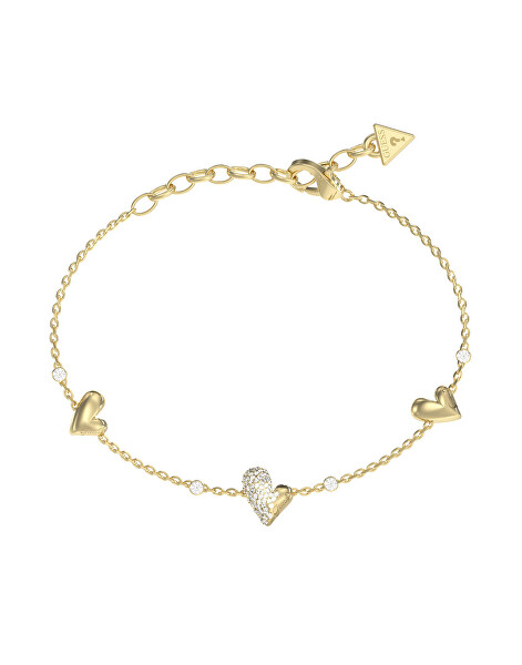 Něžný pozlacený náramek se srdíčky Golden love JUBB06451JWYG
