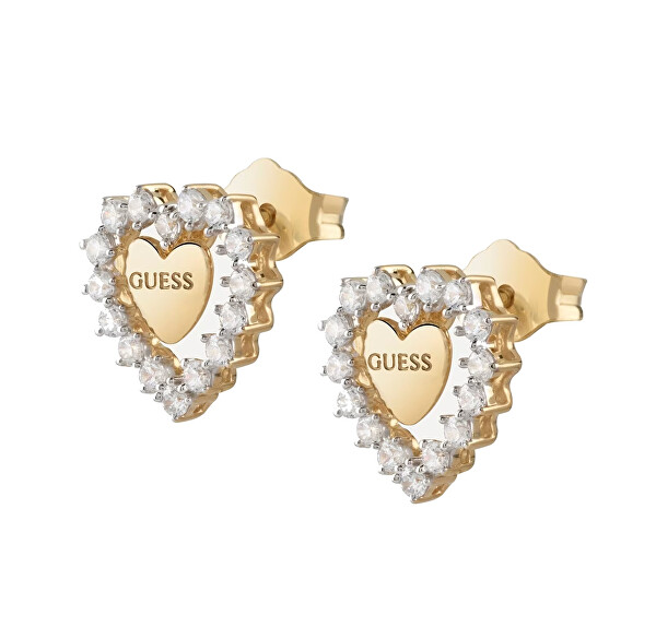 Pozlacené srdíčkové náušnice s kubickými zirkony Jardin JSBE04455JWYGT/U