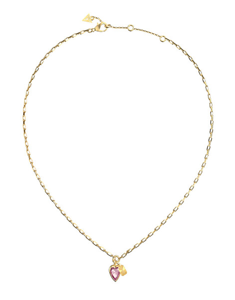 Pozlacený náhrdelník Růžové srdce Crystal Love JUBN06359JWYGPKT/U