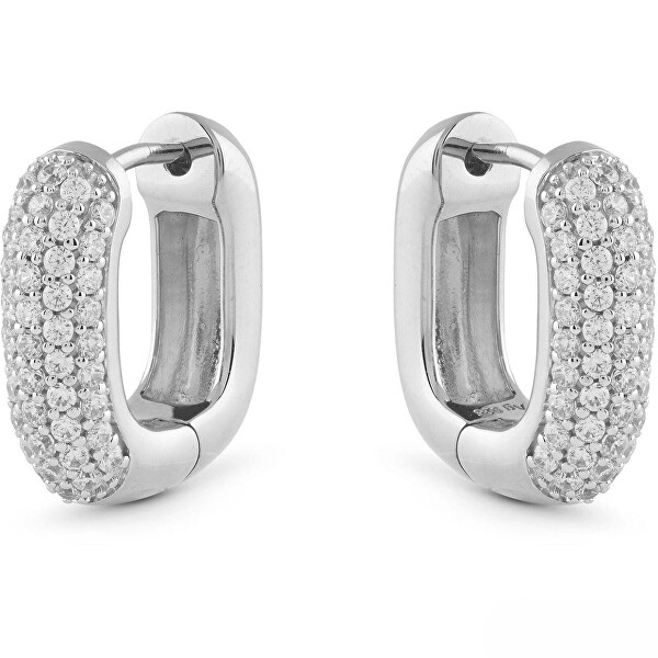 Slušivé oválné náušnice s kubickými zirkony Nuances JSBE04535JWRHT/U