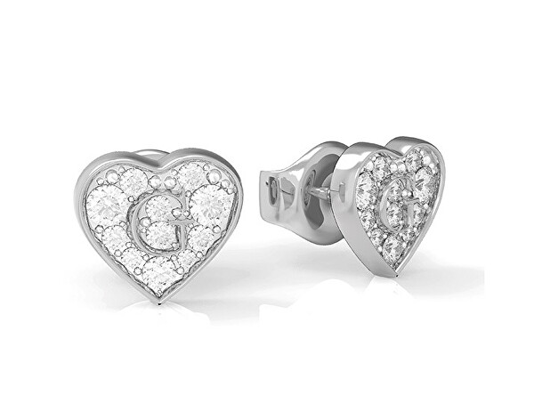 Szív alakú fülbevaló kristályokkal UBE79072