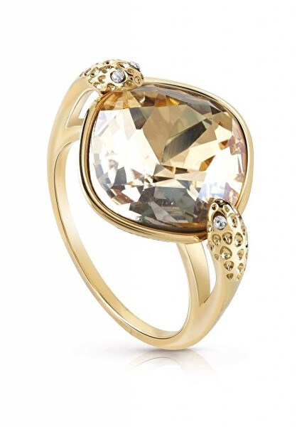 Výrazný pozlacený prsten s krystaly UBR29022