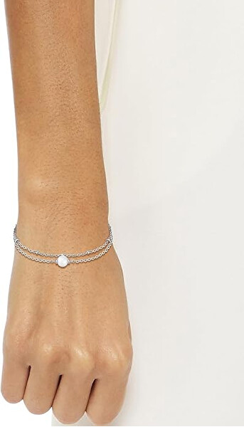 Dvojitý ocelový náramek s perlou Cora 1580268