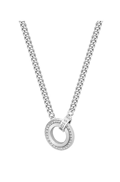 Krásny oceľový náhrdelník so zirkónmi 1580541