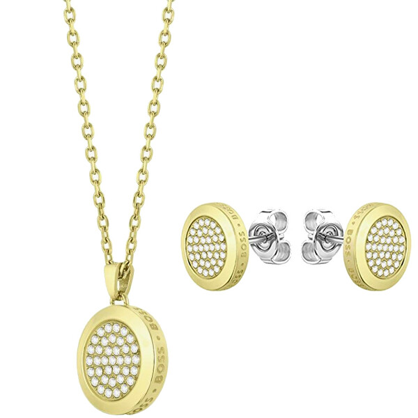 Luxusná sada pozlátených šperkov Medallion 1570149 (náhrdelník, náušnice)