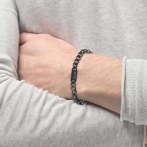 Moderní černý náramek z oceli Chain Link 1580145
