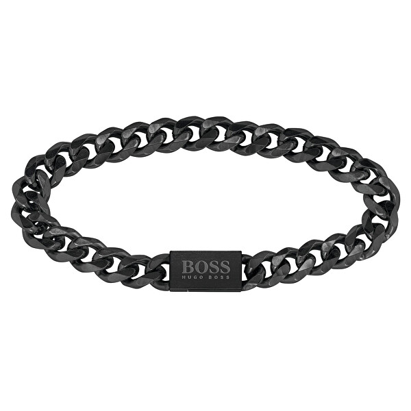 Moderní černý náramek z oceli Chain Link 1580145