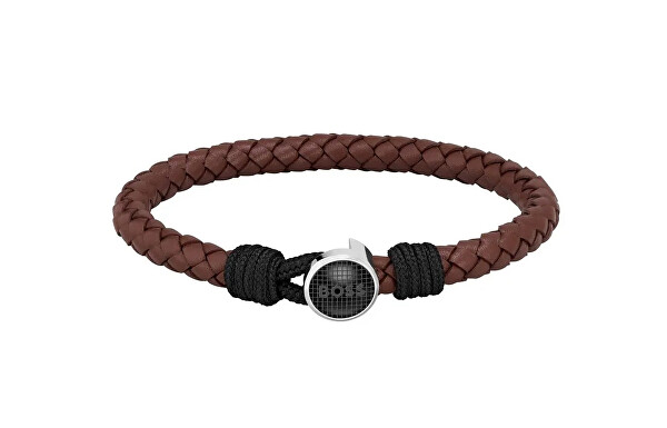 Módní černý kožený náramek Classic 1580467