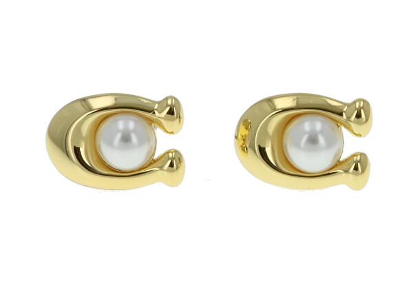 Slušivé pozlacené náušnice s perlou 37341922GLD100