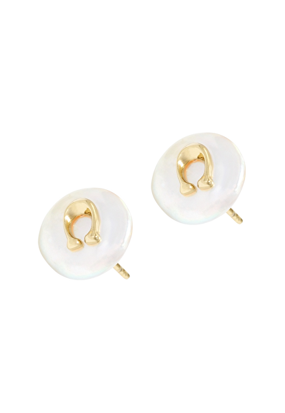 Náušnice z mosazi se syntetickou perlou 37351511GLD107