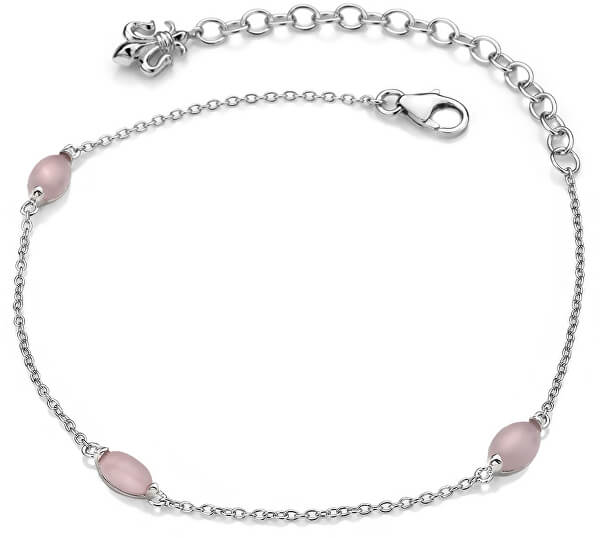 Silbernes Armband für im Oktober geborenen rosa Quarz AB010