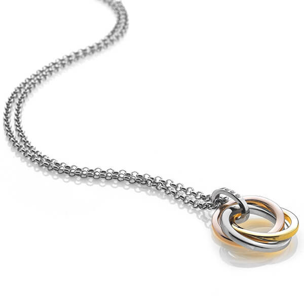 Stříbrný náhrdelník Trio Rose Gold DP544 (řetízek, přívěsek)